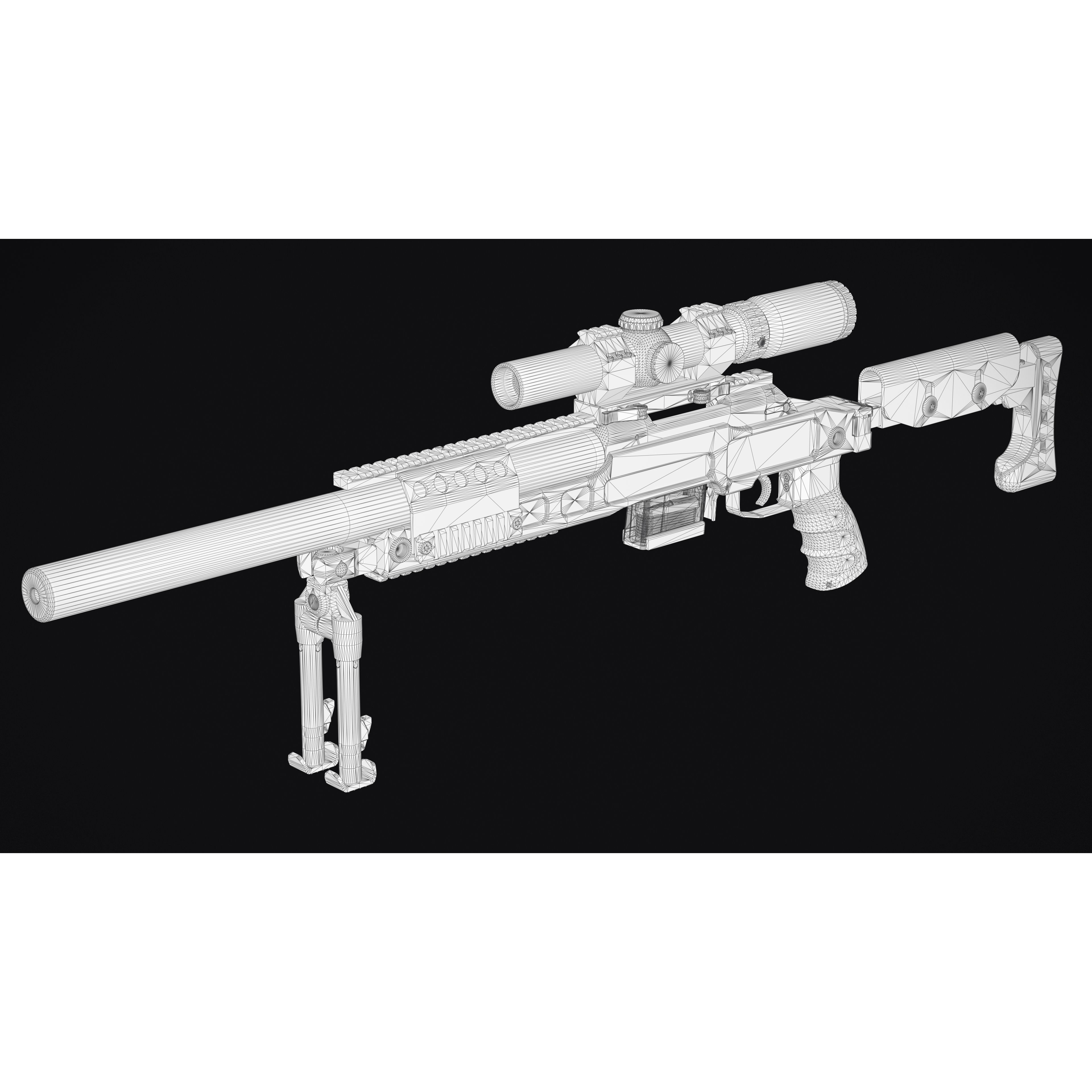 SPR300 Sniper Rifle - Low-Poly Game-Ready 3D Model - View 11
