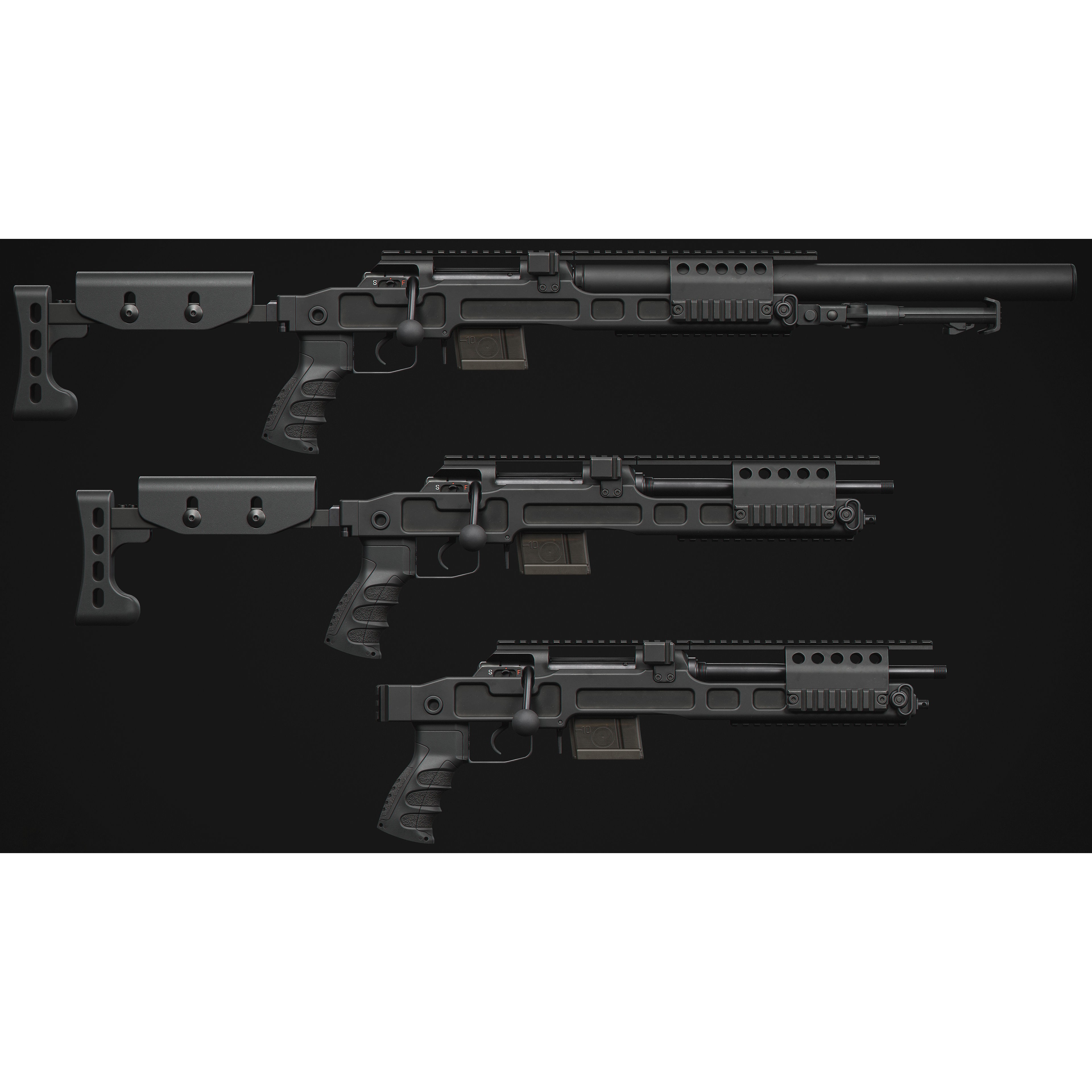 SPR300 Sniper Rifle - Low-Poly Game-Ready 3D Model - View 5