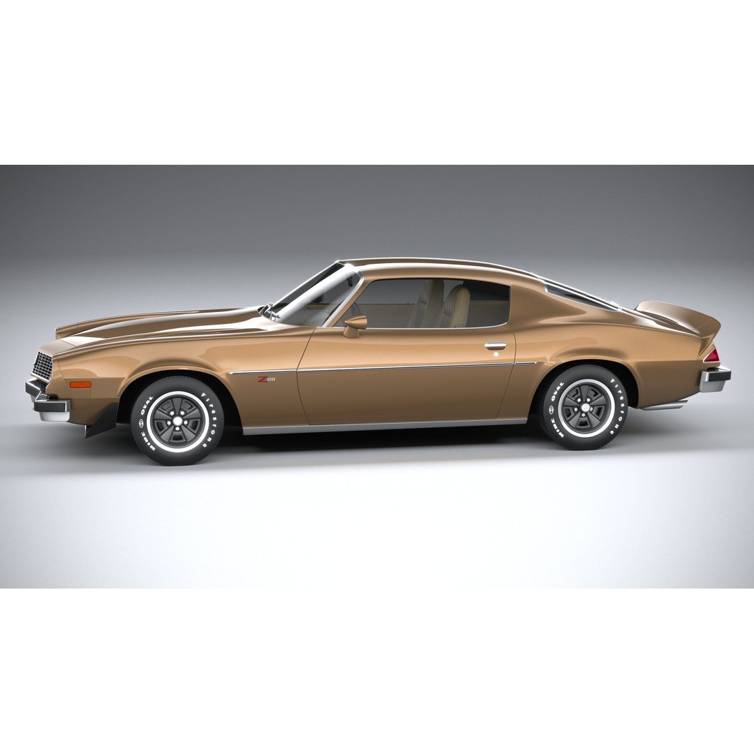 Chevrolet Camaro 3D Model – Classic 1974 Coupe with Textures - View 10