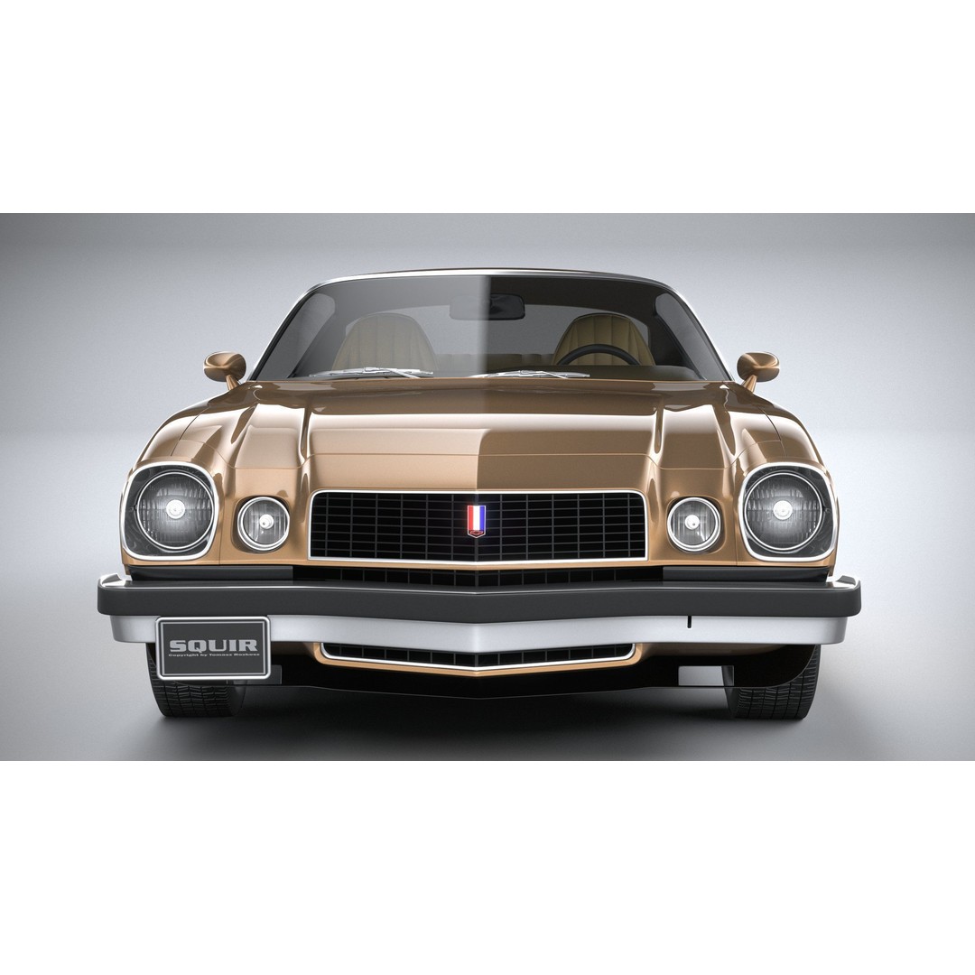 Chevrolet Camaro 3D Model – Classic 1974 Coupe with Textures - View 15