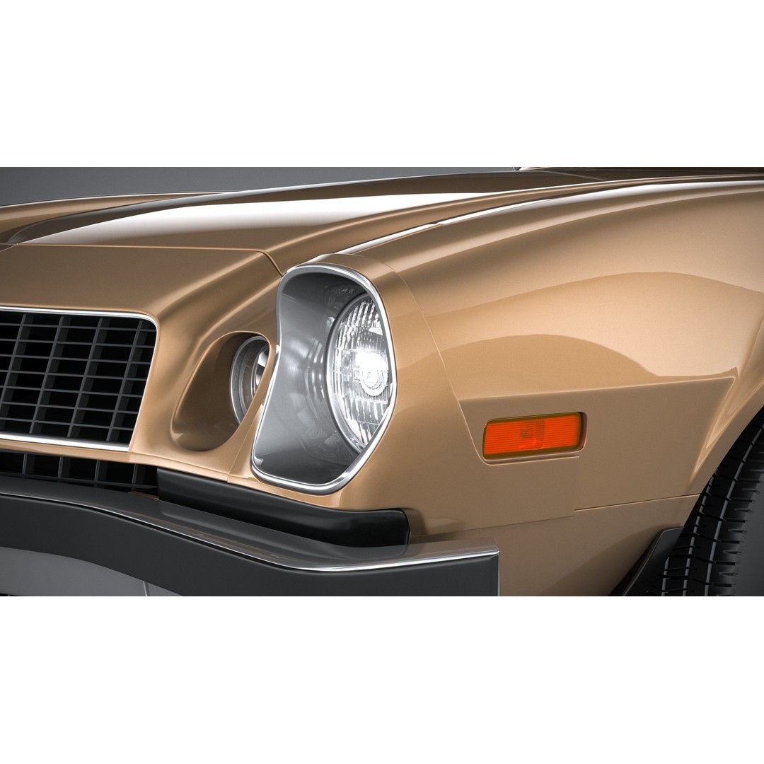 Chevrolet Camaro 3D Model – Classic 1974 Coupe with Textures - View 16