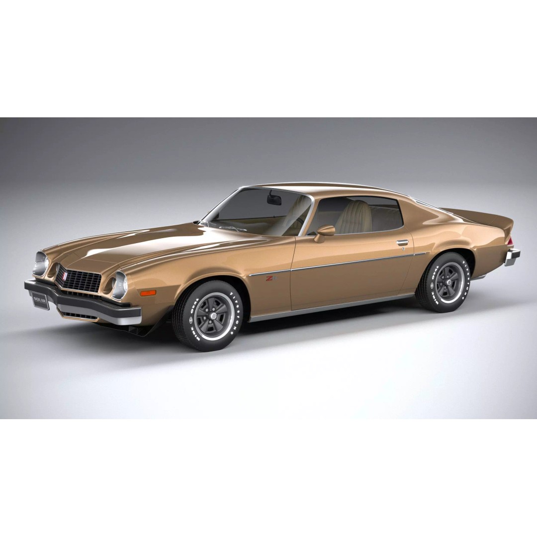 Chevrolet Camaro 3D Model – Classic 1974 Coupe with Textures - View 2