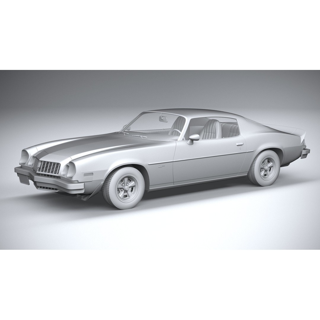 Chevrolet Camaro 3D Model – Classic 1974 Coupe with Textures - View 21