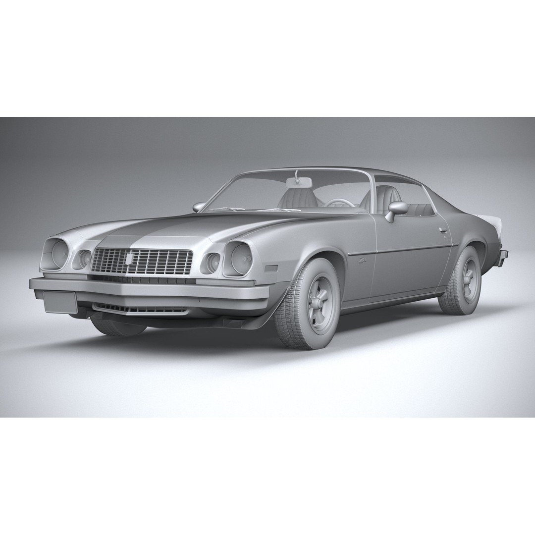 Chevrolet Camaro 3D Model – Classic 1974 Coupe with Textures - View 22