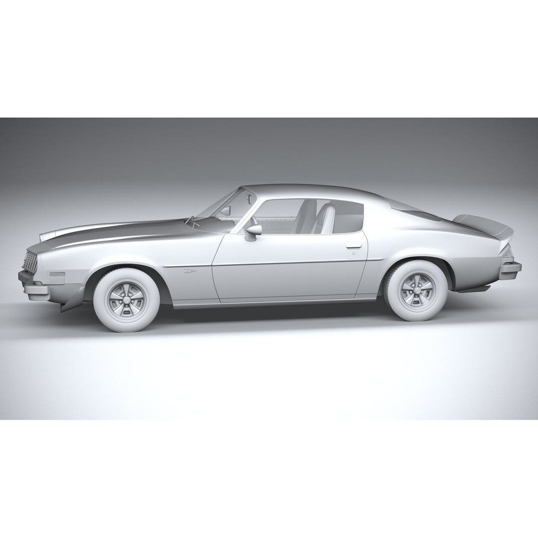 Chevrolet Camaro 3D Model – Classic 1974 Coupe with Textures - View 24
