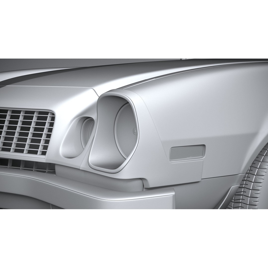 Chevrolet Camaro 3D Model – Classic 1974 Coupe with Textures - View 25