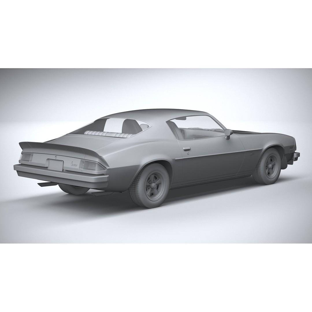 Chevrolet Camaro 3D Model – Classic 1974 Coupe with Textures - View 27