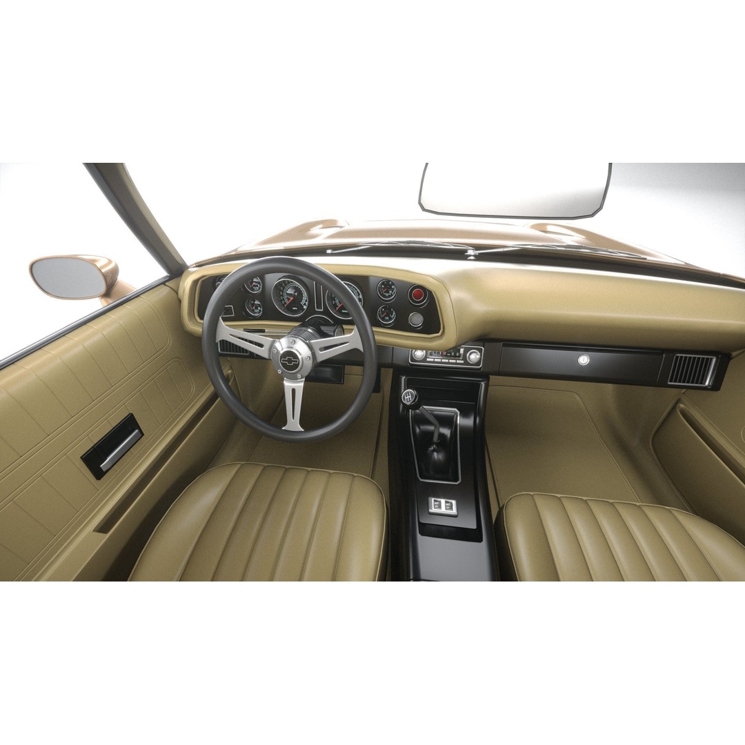 Chevrolet Camaro 3D Model – Classic 1974 Coupe with Textures - View 29