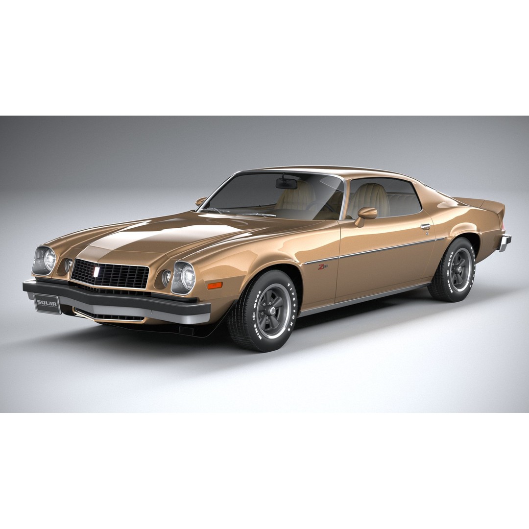 Chevrolet Camaro 3D Model – Classic 1974 Coupe with Textures - View 3