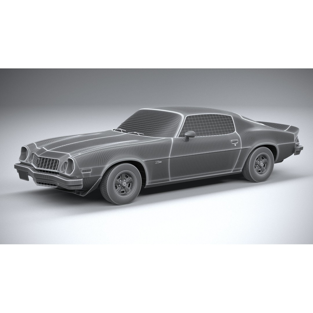 Chevrolet Camaro 3D Model – Classic 1974 Coupe with Textures - View 31
