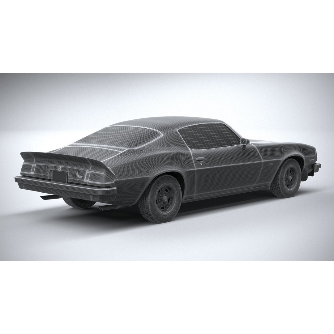 Chevrolet Camaro 3D Model – Classic 1974 Coupe with Textures - View 32