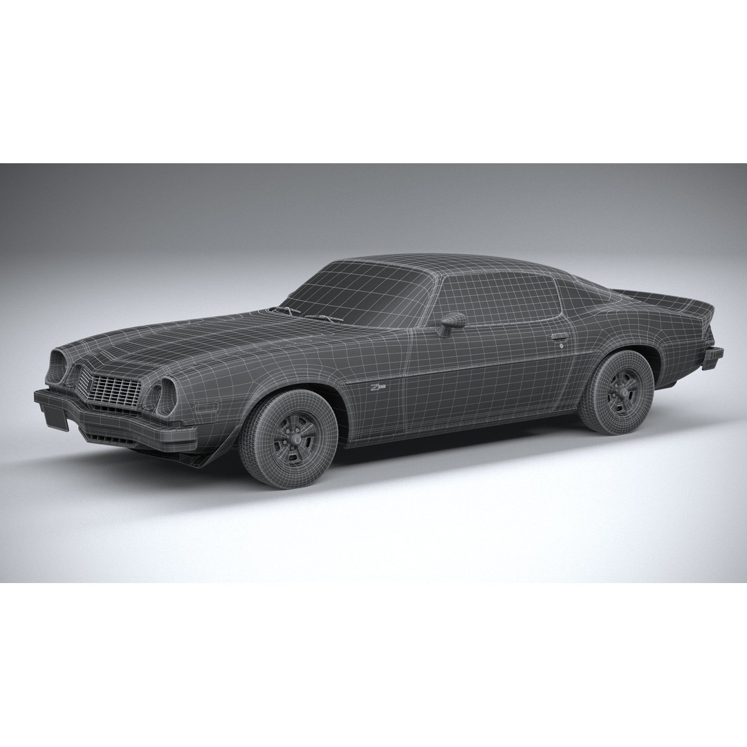 Chevrolet Camaro 3D Model – Classic 1974 Coupe with Textures - View 33