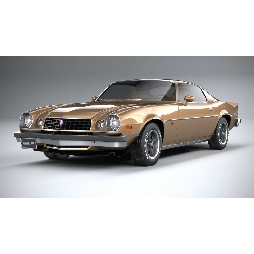 Chevrolet Camaro 3D Model – Classic 1974 Coupe with Textures - View 4