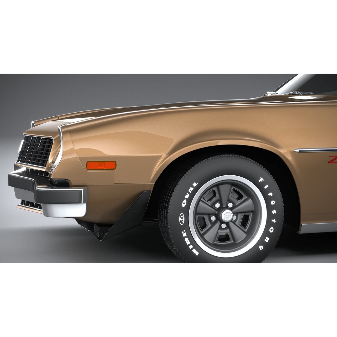 Chevrolet Camaro 3D Model – Classic 1974 Coupe with Textures - View 5