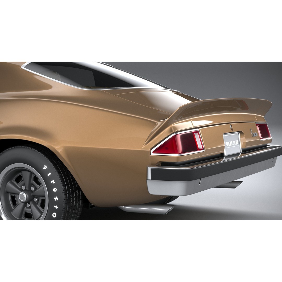 Chevrolet Camaro 3D Model – Classic 1974 Coupe with Textures - View 8