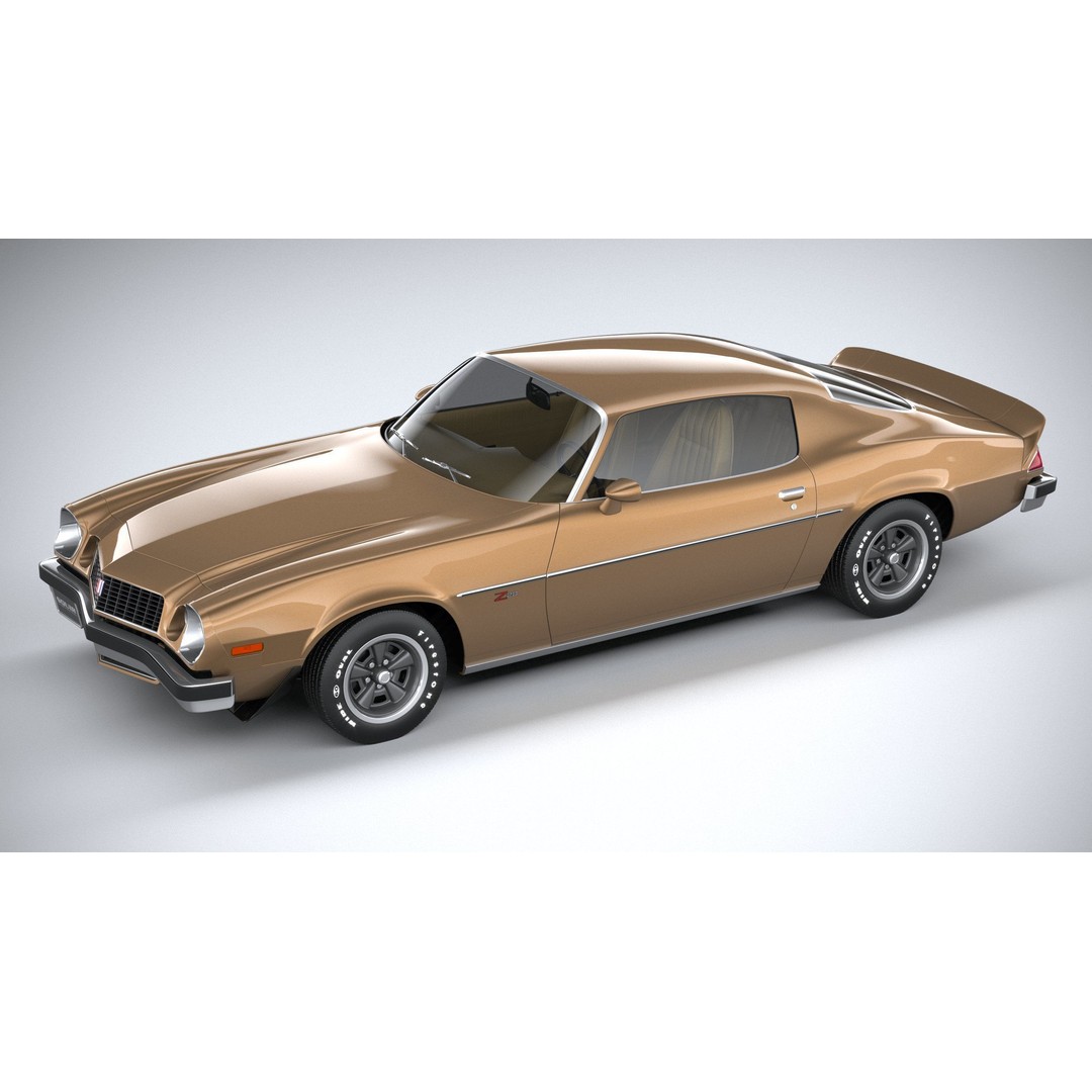 Chevrolet Camaro 3D Model – Classic 1974 Coupe with Textures - View 9