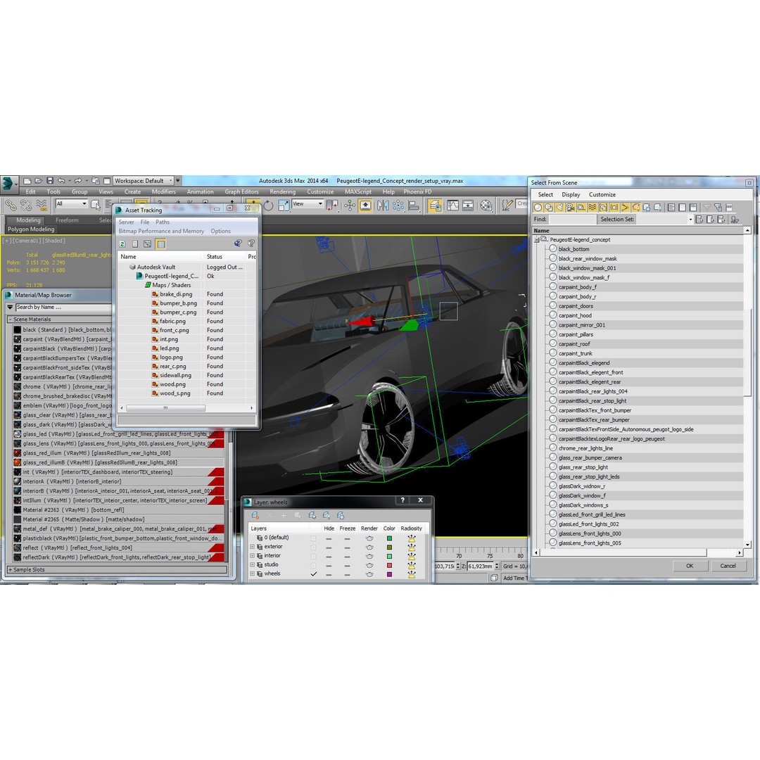 Peugeot E-Legend Concept 3D Model – Detailed Exterior, Game-Ready Formats