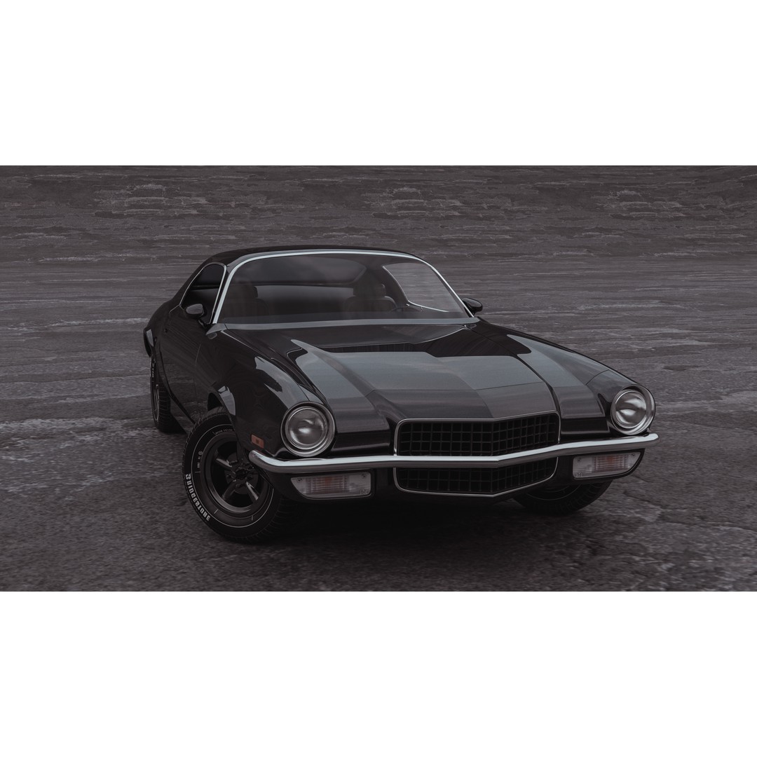 1970 Chevrolet Camaro 3D Model – High Poly Rigged Game Asset, FBX - View 3