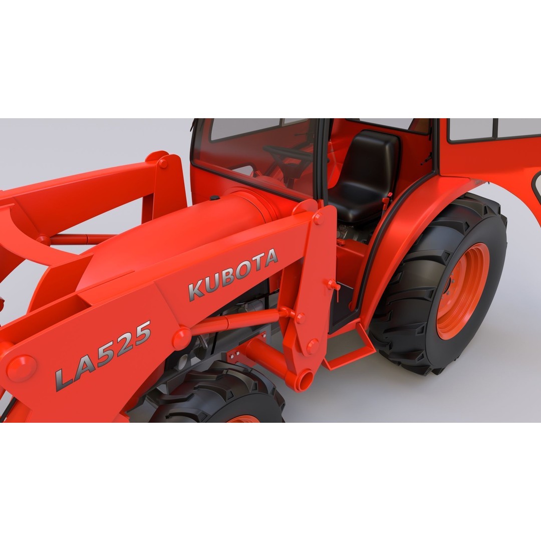 KUBOTA L3200 3D Model – High Detail Steel Cab, FBX, OBJ, Blender - View 11