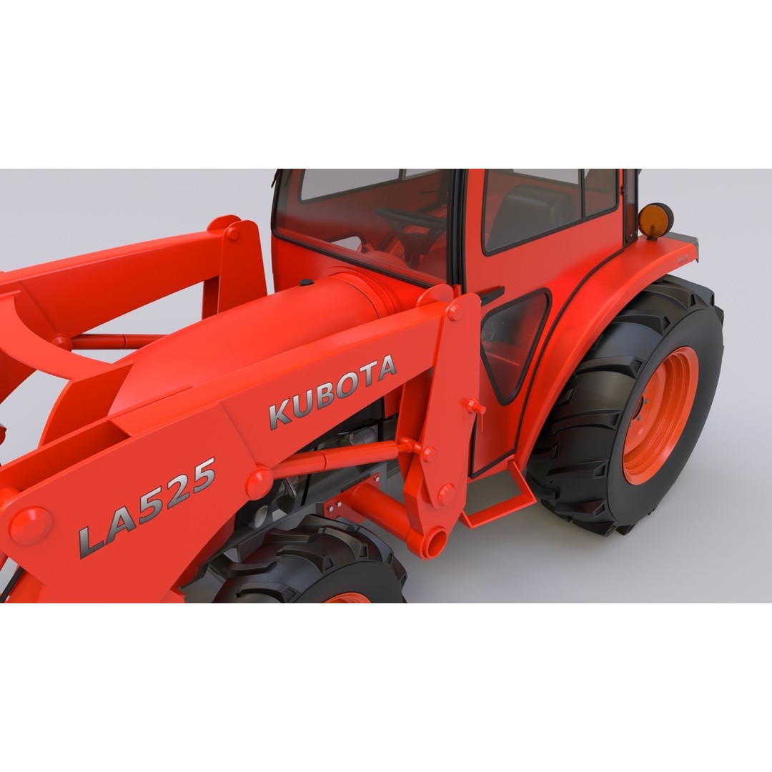 KUBOTA L3200 3D Model – High Detail Steel Cab, FBX, OBJ, Blender - View 12