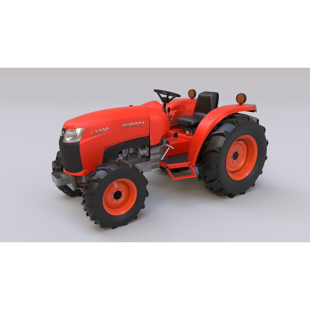 KUBOTA L3200 3D Model – High Detail Steel Cab, FBX, OBJ, Blender - View 14