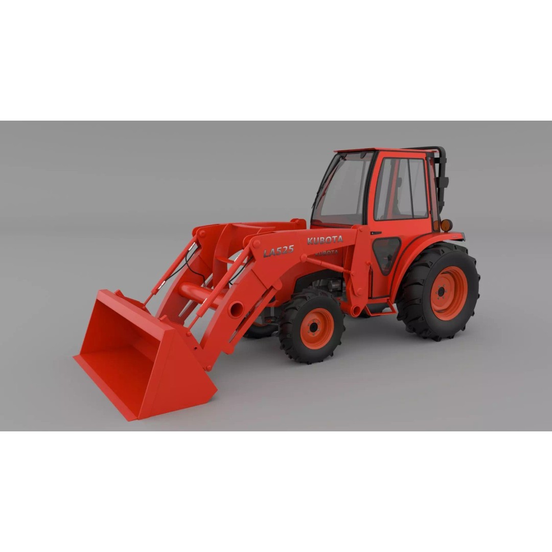KUBOTA L3200 3D Model – High Detail Steel Cab, FBX, OBJ, Blender - View 2