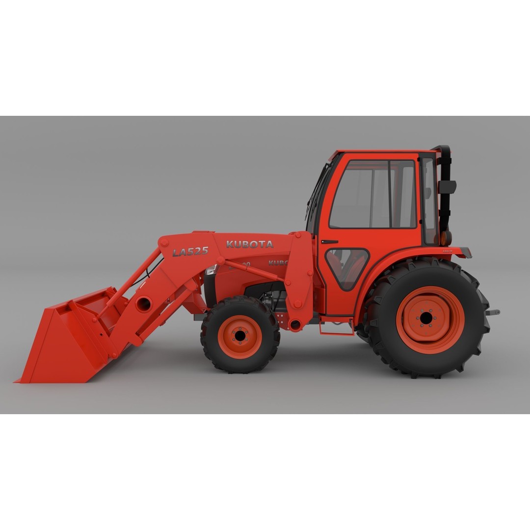 KUBOTA L3200 3D Model – High Detail Steel Cab, FBX, OBJ, Blender - View 3