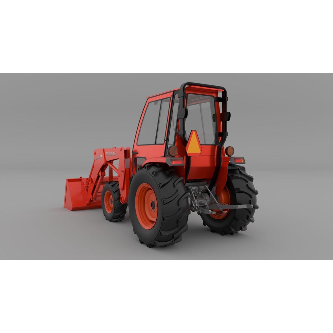 KUBOTA L3200 3D Model – High Detail Steel Cab, FBX, OBJ, Blender - View 4
