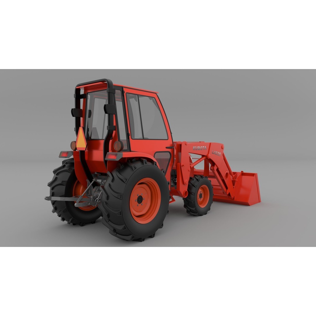 KUBOTA L3200 3D Model – High Detail Steel Cab, FBX, OBJ, Blender - View 6