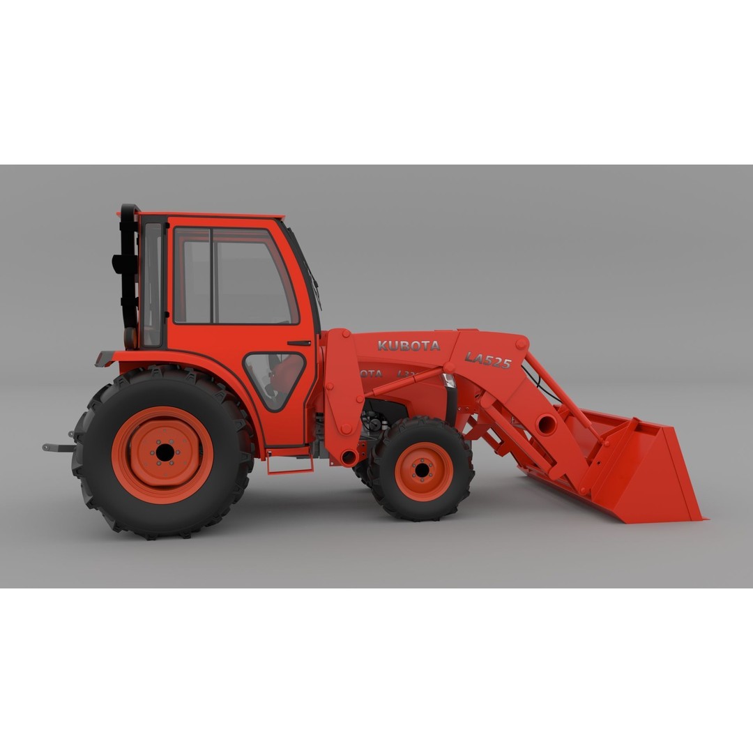 KUBOTA L3200 3D Model – High Detail Steel Cab, FBX, OBJ, Blender - View 7