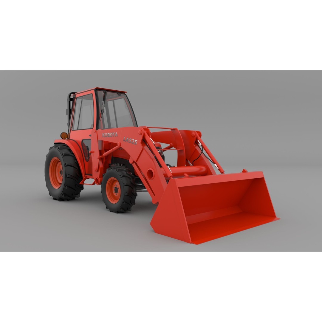 KUBOTA L3200 3D Model – High Detail Steel Cab, FBX, OBJ, Blender - View 8