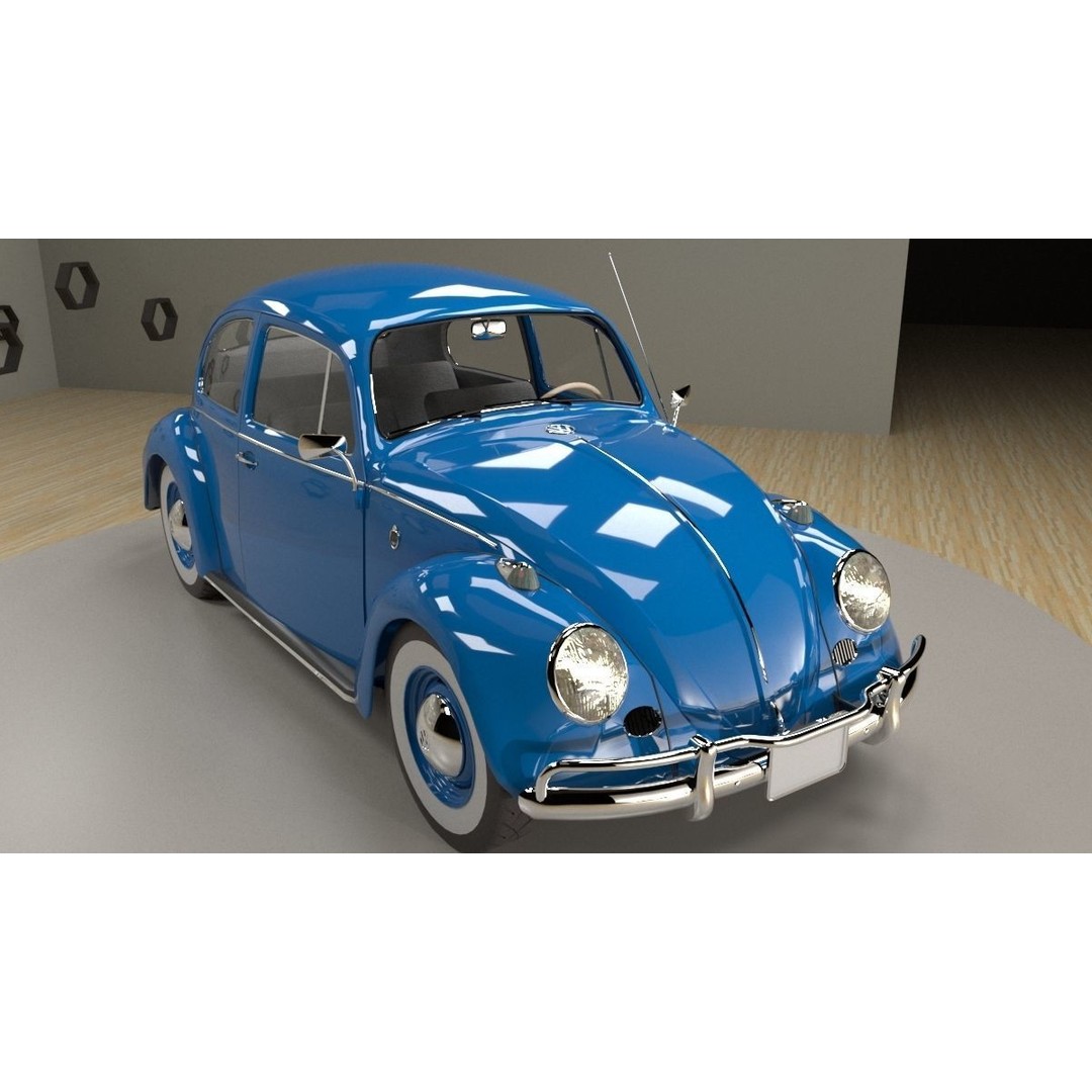 Volkswagen Beetle 3D Model – Classic Sedan, FBX, OBJ Formats - View 13