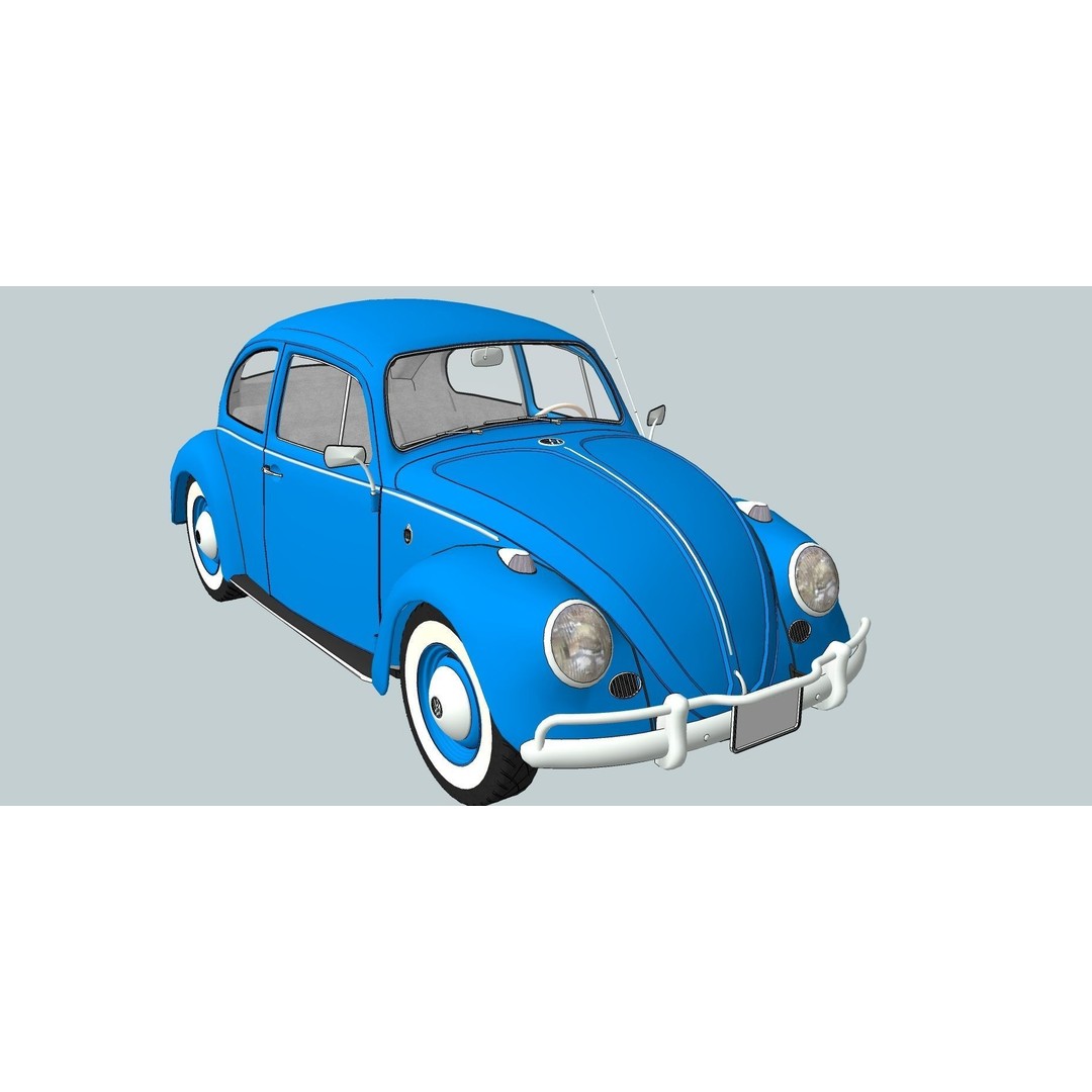 Volkswagen Beetle 3D Model – Classic Sedan, FBX, OBJ Formats - View 19