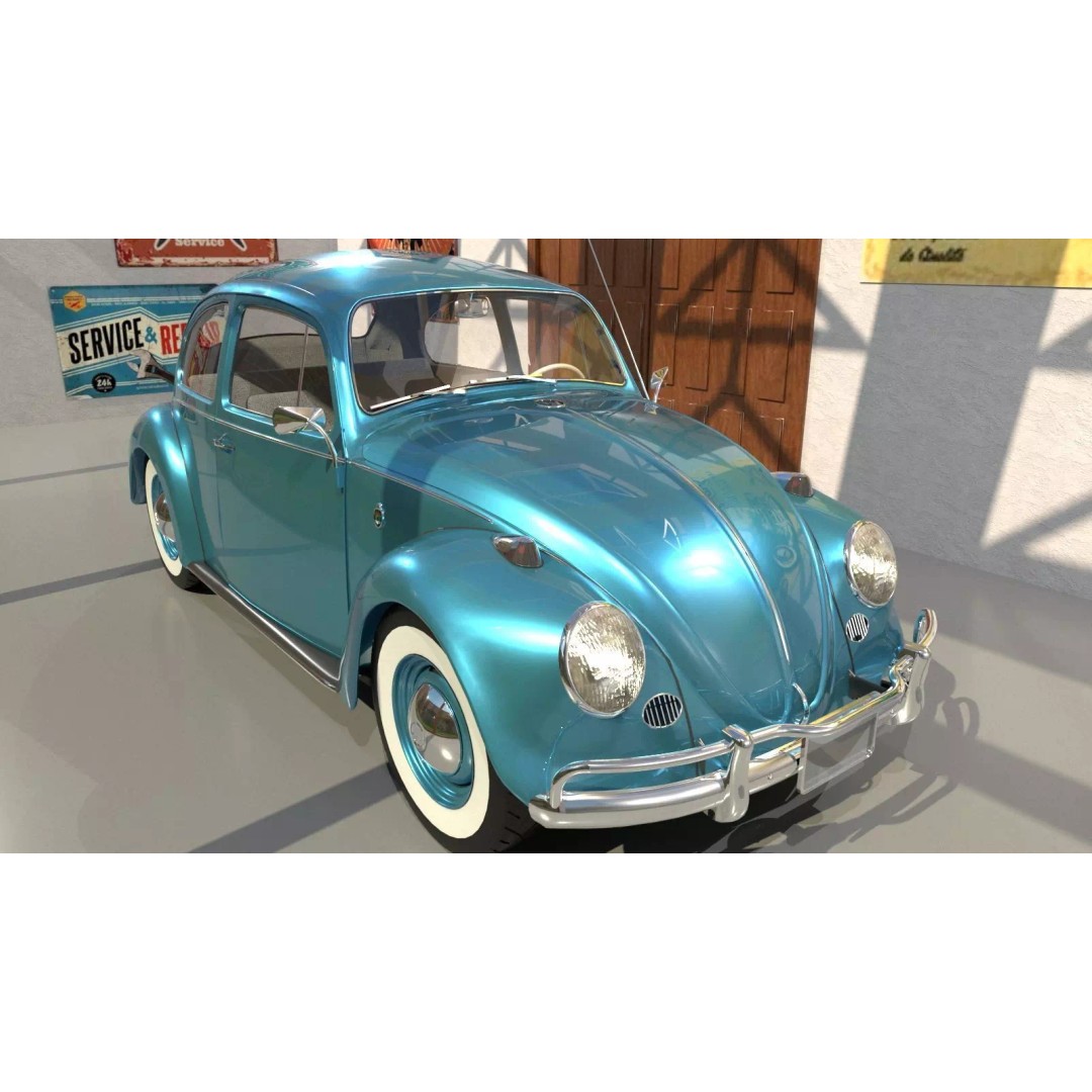 Volkswagen Beetle 3D Model – Classic Sedan, FBX, OBJ Formats - View 2