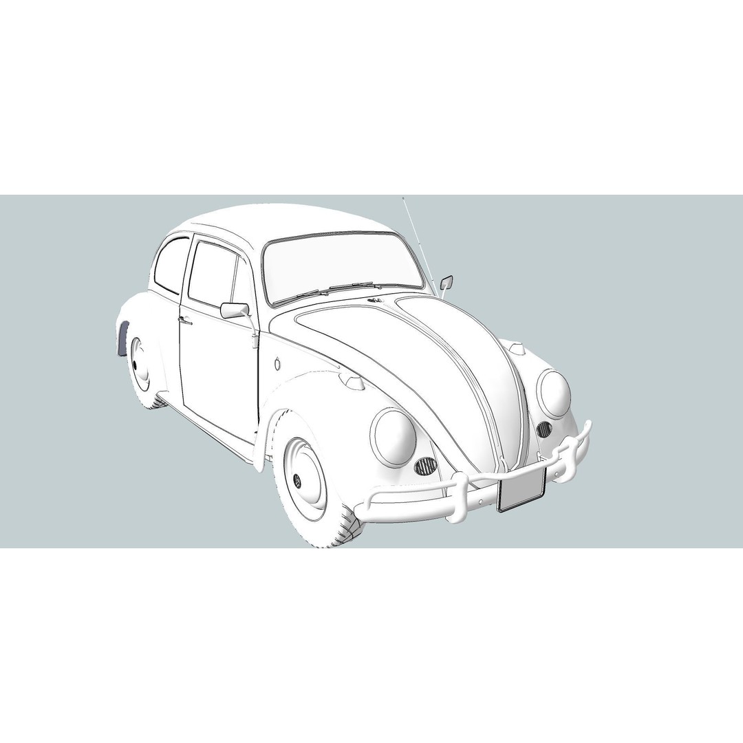 Volkswagen Beetle 3D Model – Classic Sedan, FBX, OBJ Formats - View 23