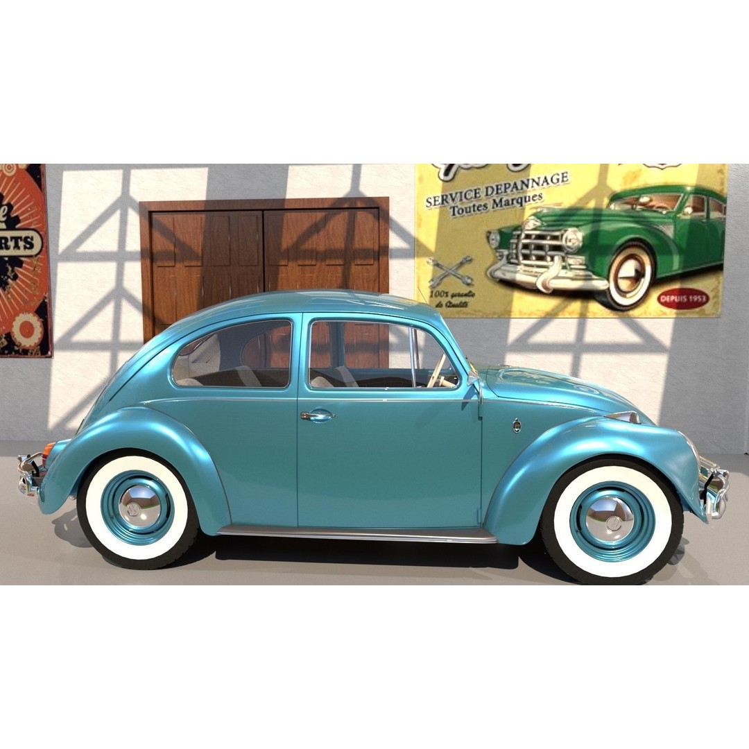 Volkswagen Beetle 3D Model – Classic Sedan, FBX, OBJ Formats - View 4