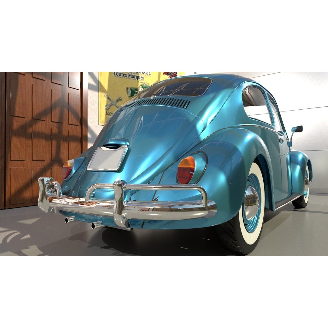 Volkswagen Beetle 3D Model – Classic Sedan, FBX, OBJ Formats - View 7