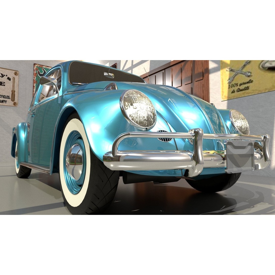 Volkswagen Beetle 3D Model – Classic Sedan, FBX, OBJ Formats - View 8