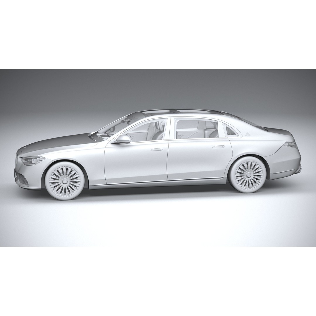 Mercedes-Benz S-Class Maybach 2021 3D Model – High Poly Car Asset, FBX, OBJ - View 24