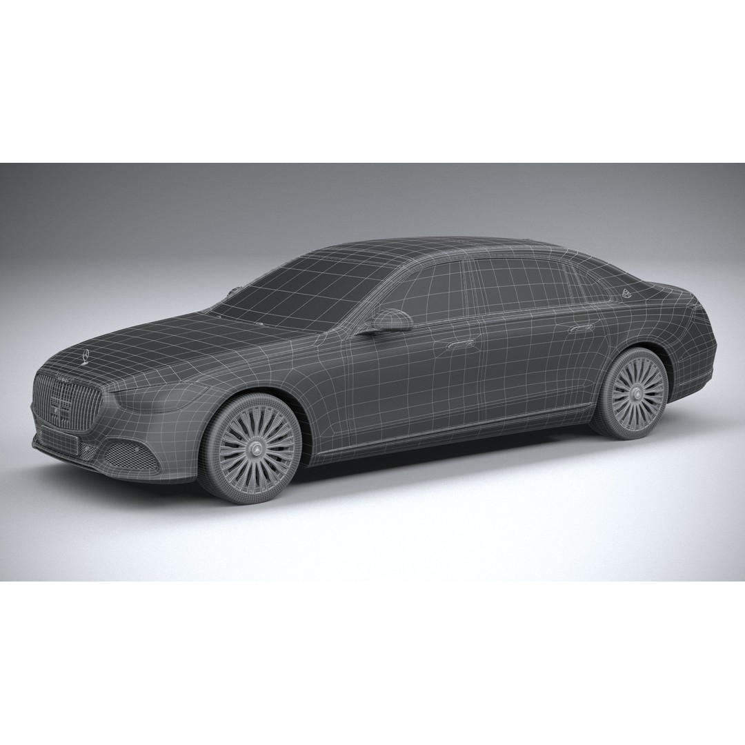Mercedes-Benz S-Class Maybach 2021 3D Model – High Poly Car Asset, FBX, OBJ - View 34