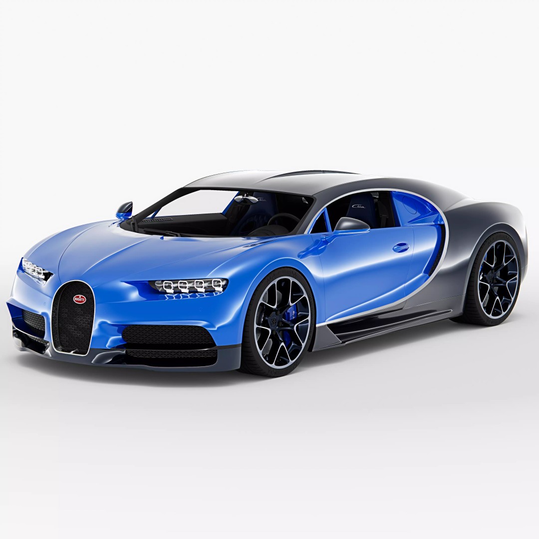 Bugatti Chiron 3D Model – High Poly Vehicle Asset, Game Ready Formats - View 2