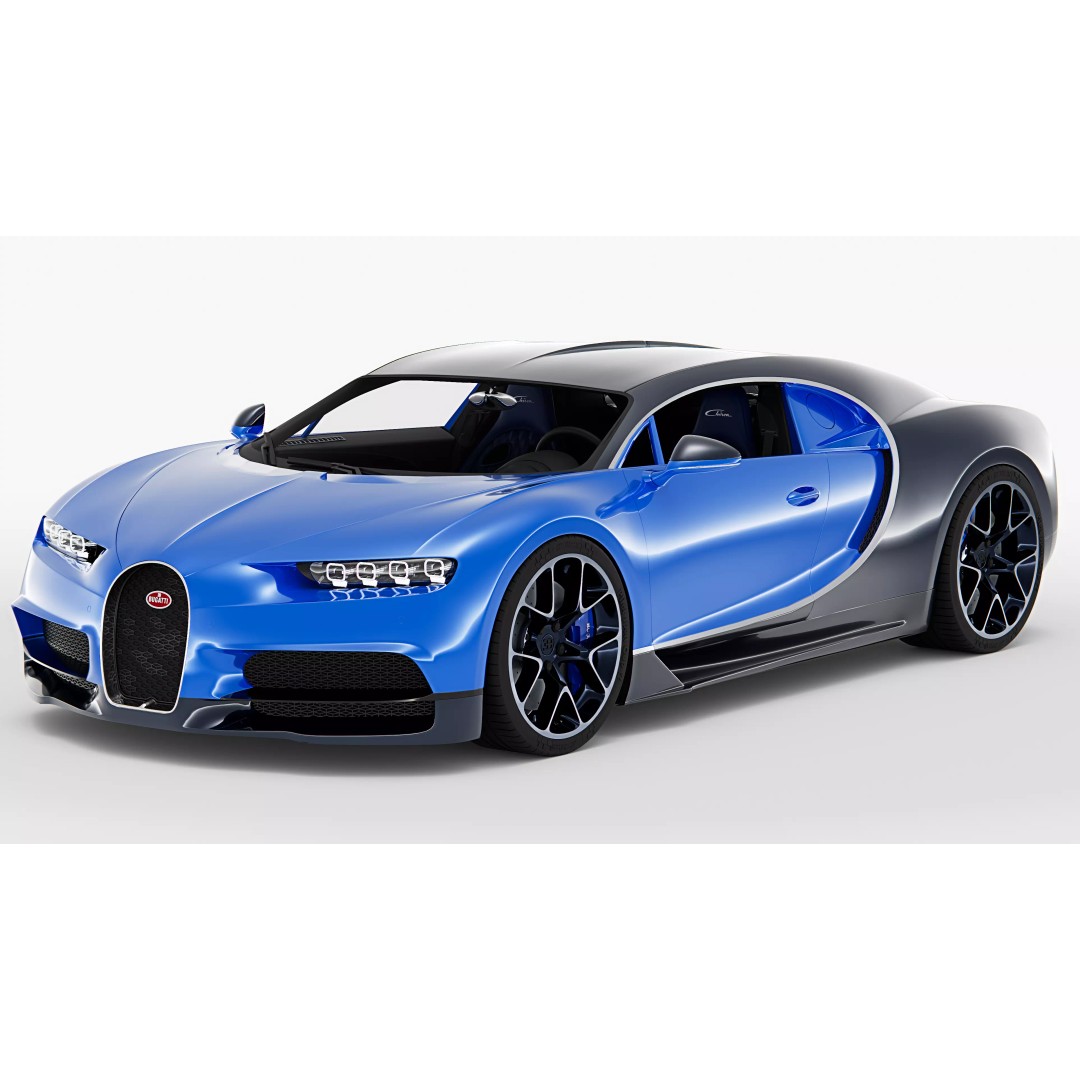 Bugatti Chiron 3D Model – High Poly Vehicle Asset, Game Ready Formats - View 3