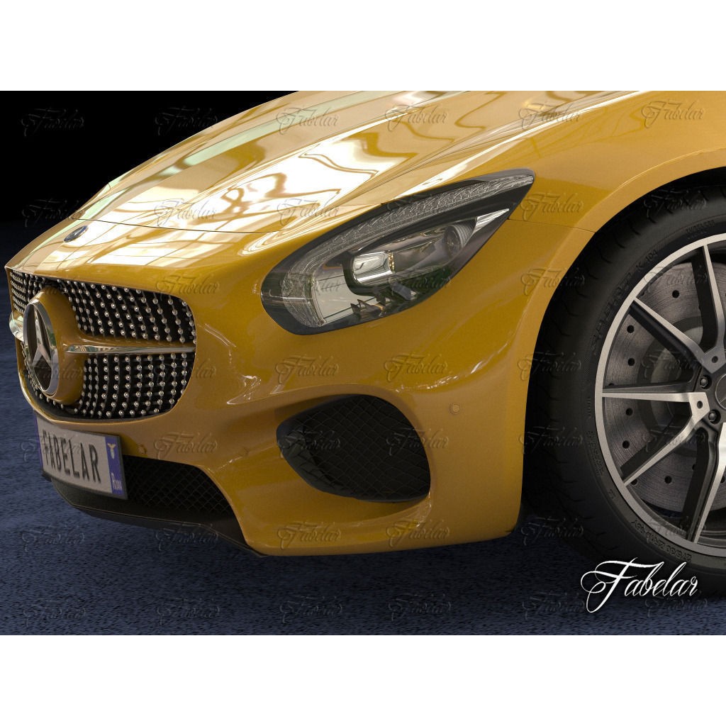 Mercedes AMG GT 3D Model – Mid-Poly Luxury Vehicle, FBX, OBJ - View 10