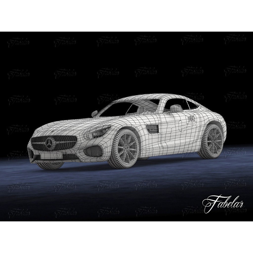 Mercedes AMG GT 3D Model – Mid-Poly Luxury Vehicle, FBX, OBJ - View 14