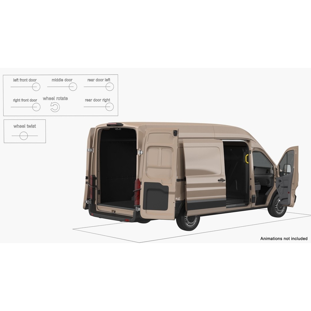 Cargo Van 3D Model – Rigged Light Commercial Vehicle, FBX - View 5