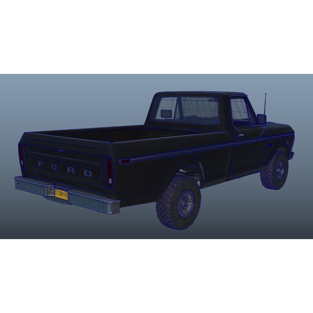 Ford F100 Pickup 3D Model – Low Poly Game Asset, FBX