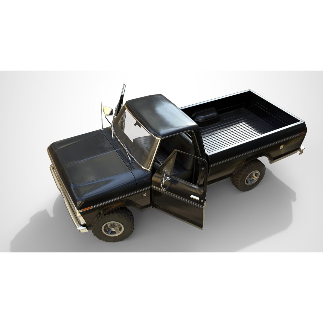 Ford F100 Pickup 3D Model – Low Poly Game Asset, FBX - View 12