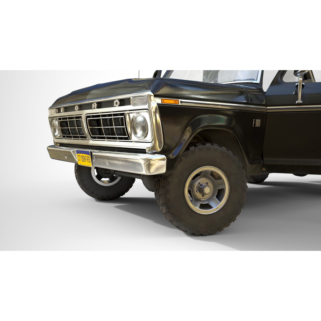 Ford F100 Pickup 3D Model – Low Poly Game Asset, FBX - View 13