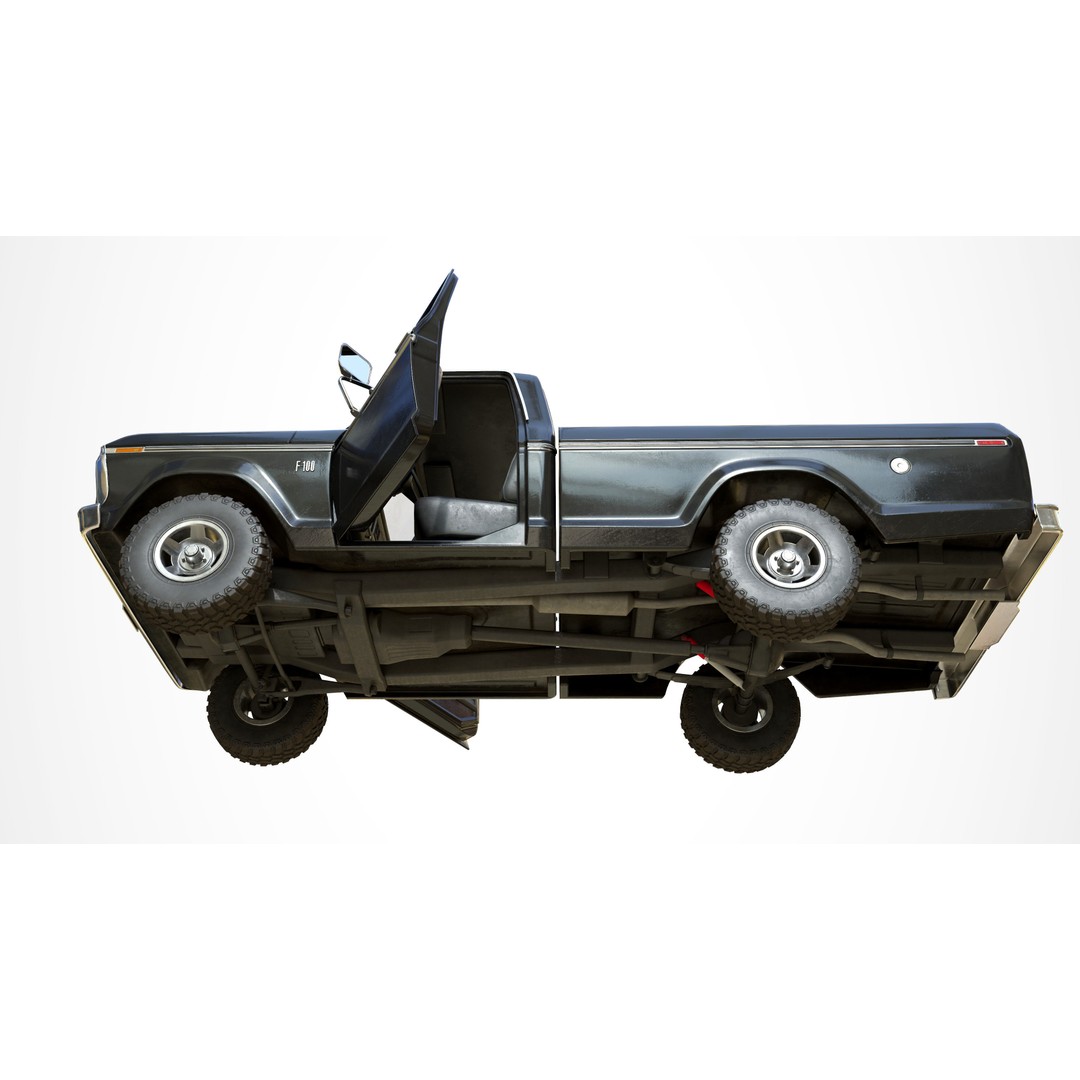 Ford F100 Pickup 3D Model – Low Poly Game Asset, FBX - View 14