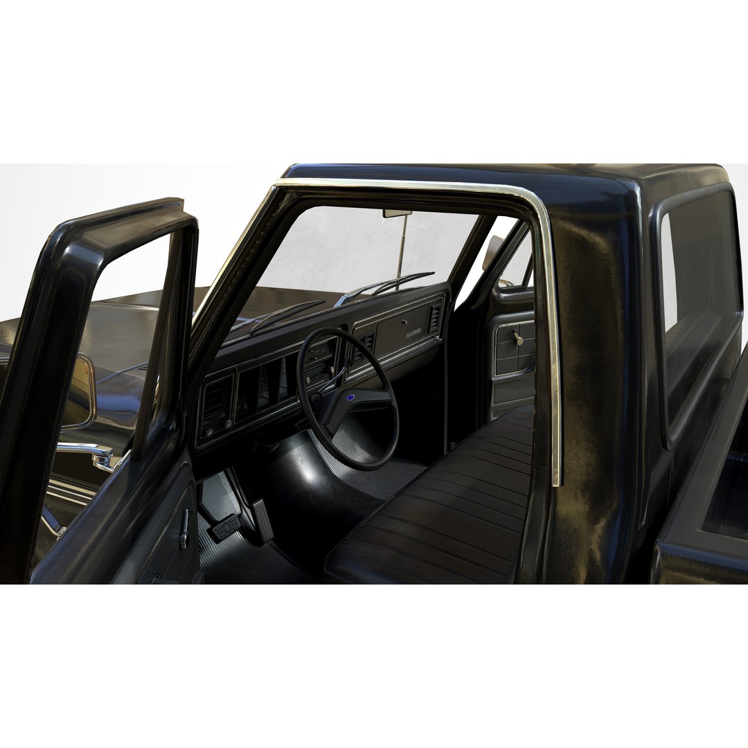 Ford F100 Pickup 3D Model – Low Poly Game Asset, FBX - View 15